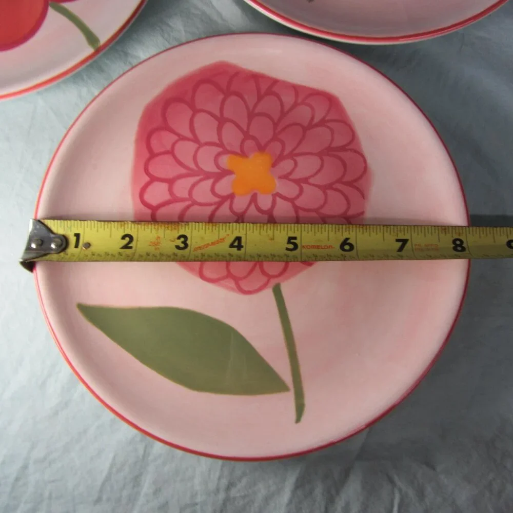 crate & barrel FOUR flower plates (w2453)
